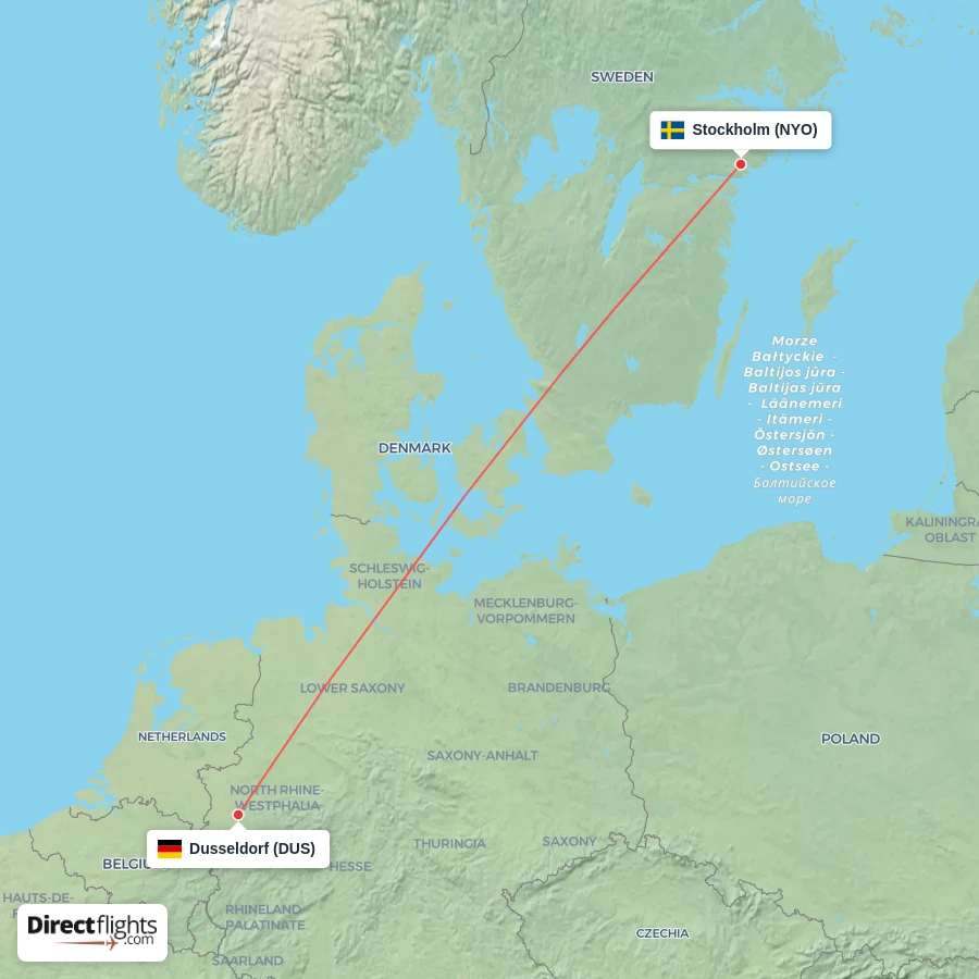 DUS - NYO route map