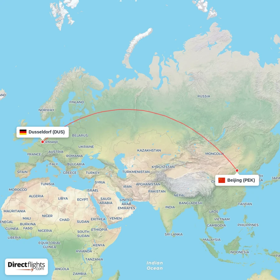 DUS - PEK route map