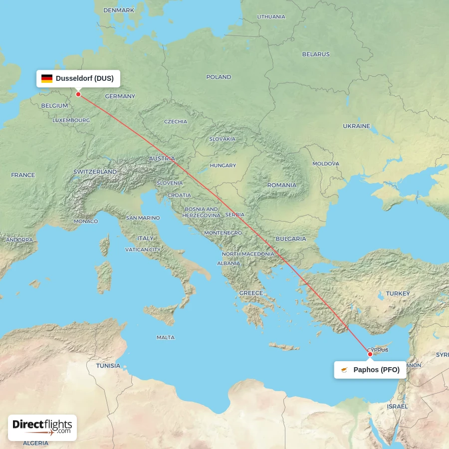 DUS - PFO route map