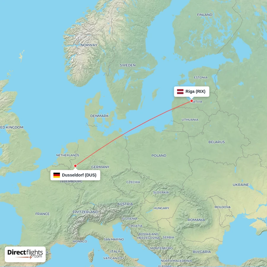 DUS - RIX route map