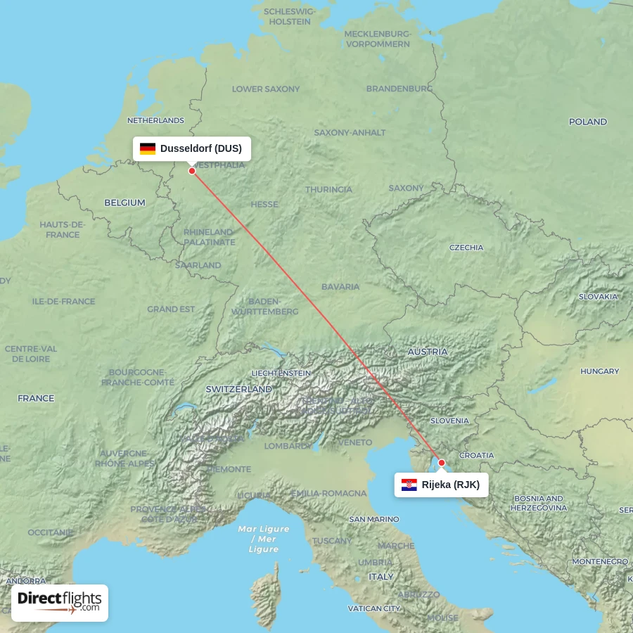 DUS - RJK route map