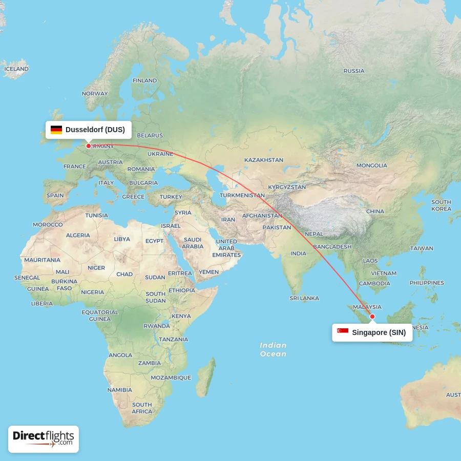 DUS - SIN route map