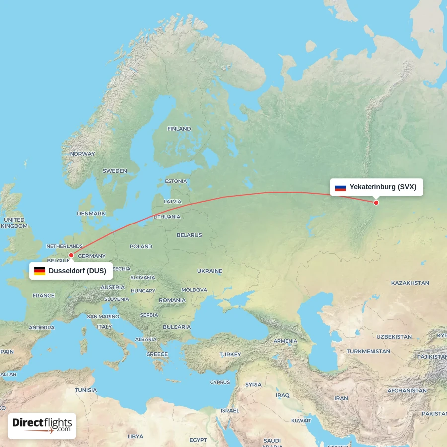 DUS - SVX route map
