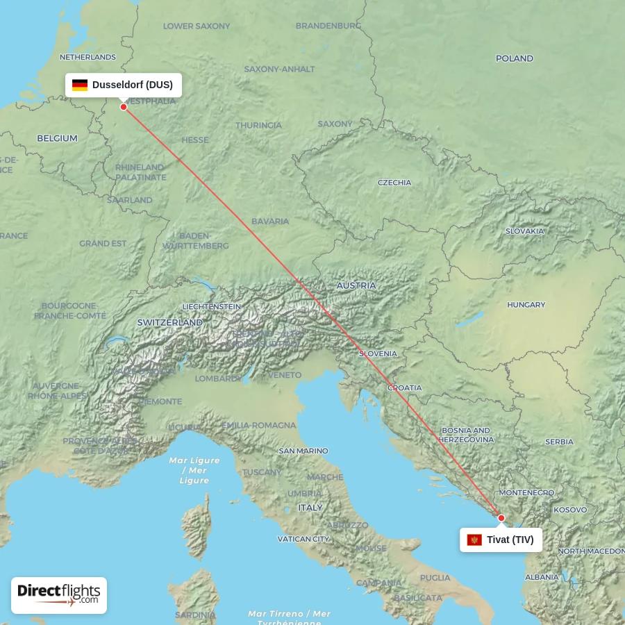 DUS - TIV route map