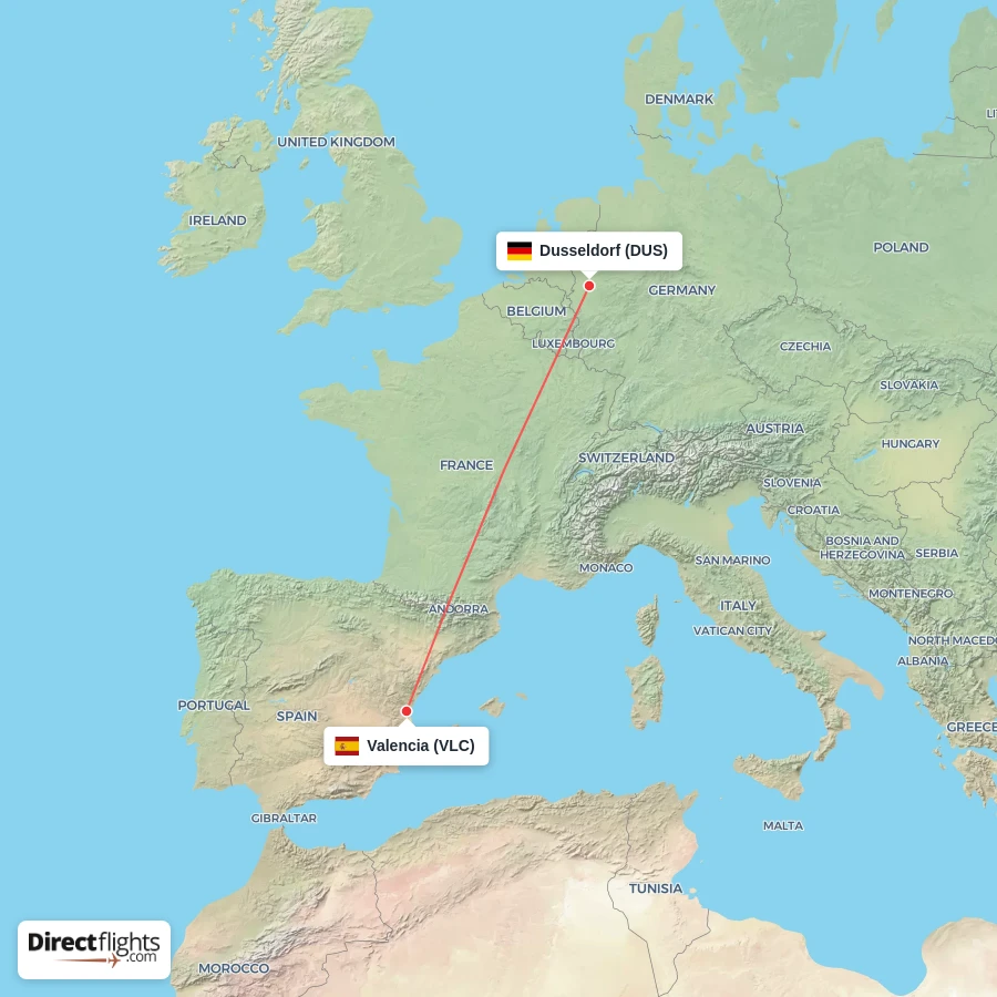 DUS - VLC route map
