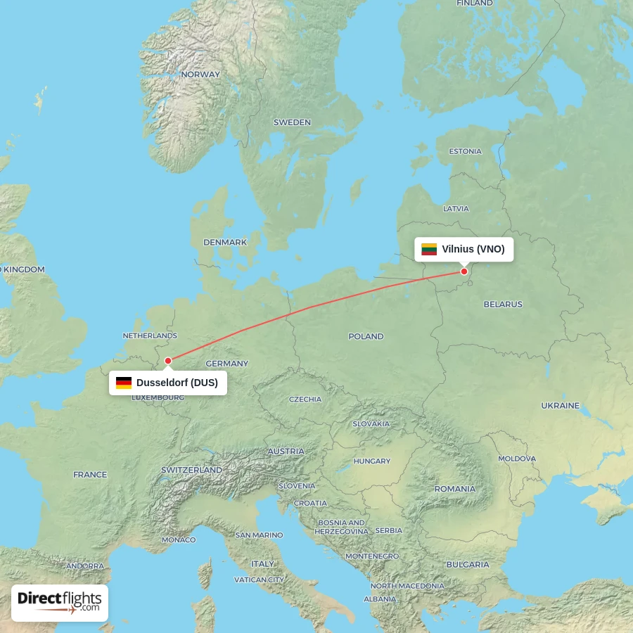 DUS - VNO route map