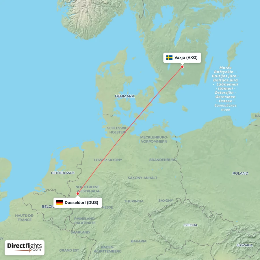 DUS - VXO route map