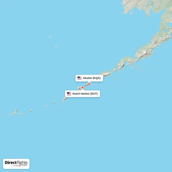 Dutch Harbor - Akutan direct flight map