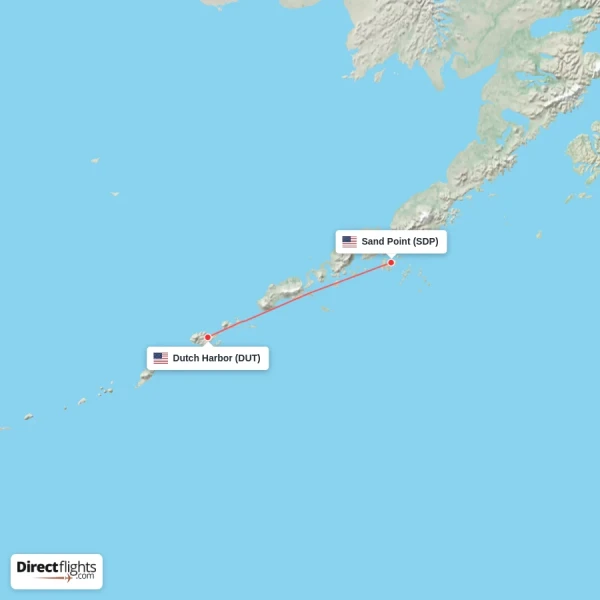 Dutch Harbor - Sand Point direct flight map