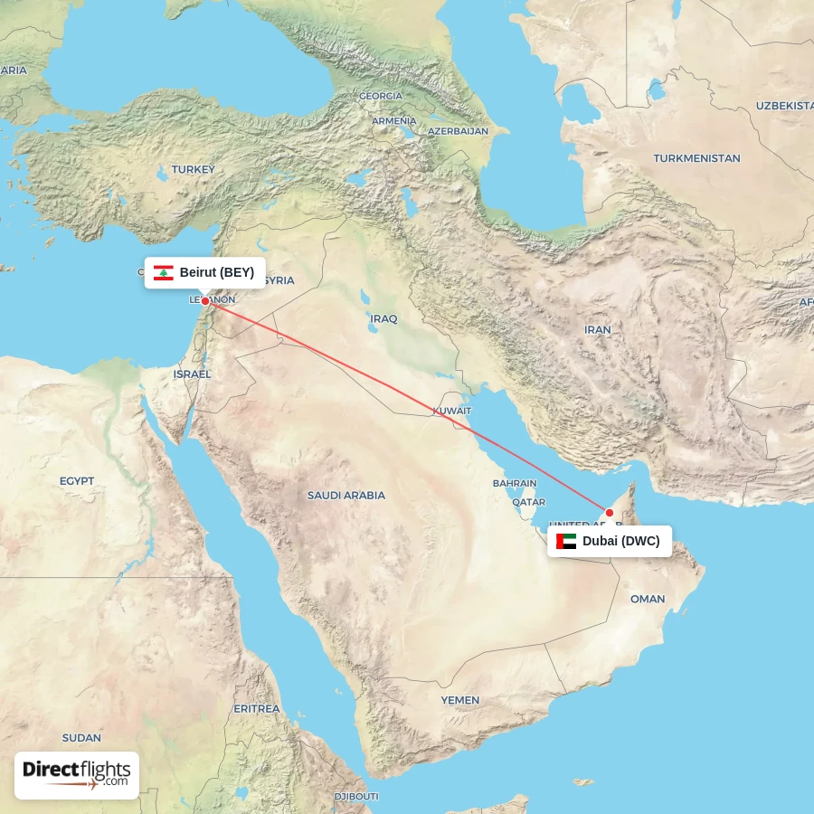 DWC - BEY route map