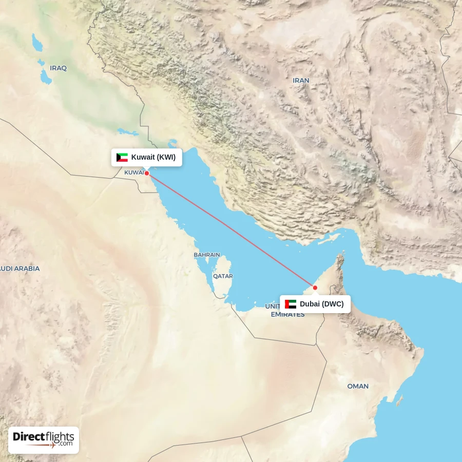 DWC - KWI route map