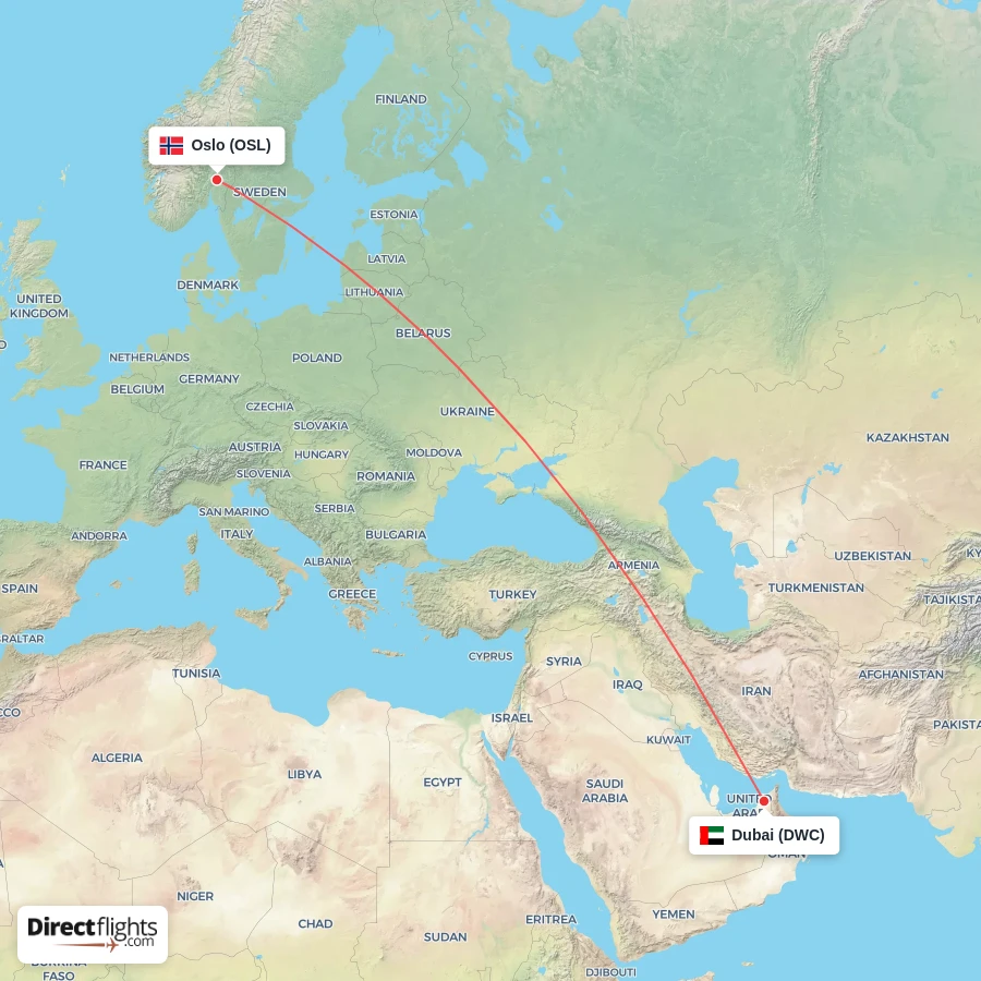 DWC - OSL route map
