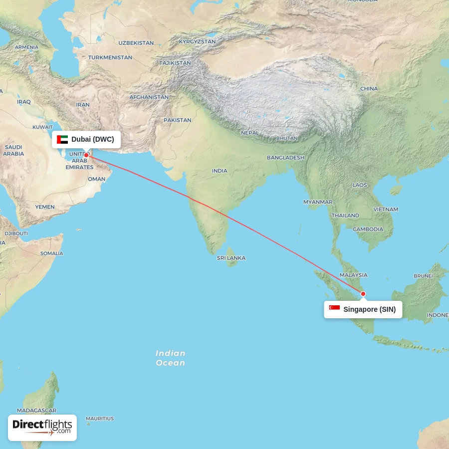 DWC - SIN route map