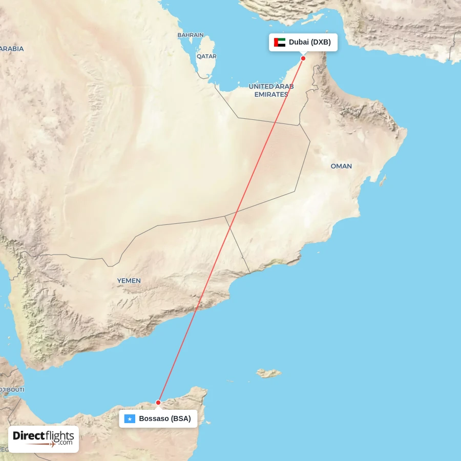 DXB - BSA route map