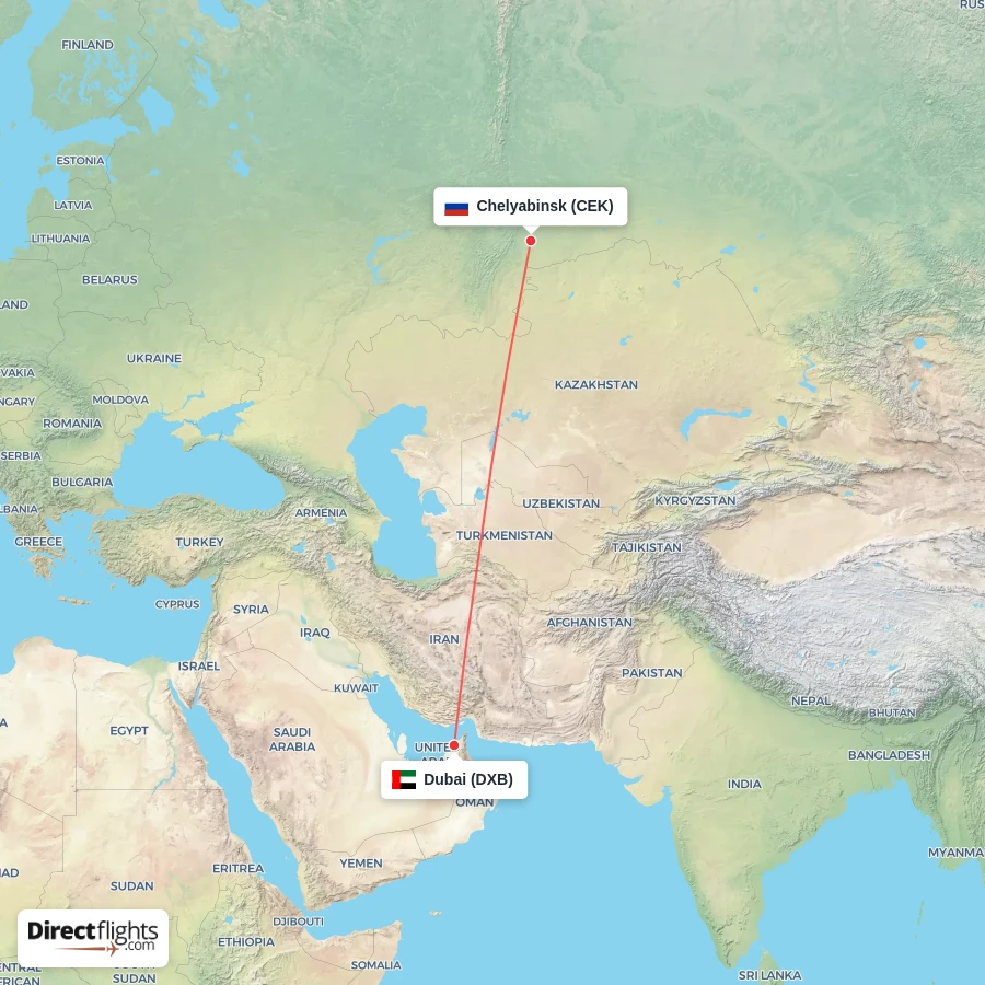 DXB - CEK route map
