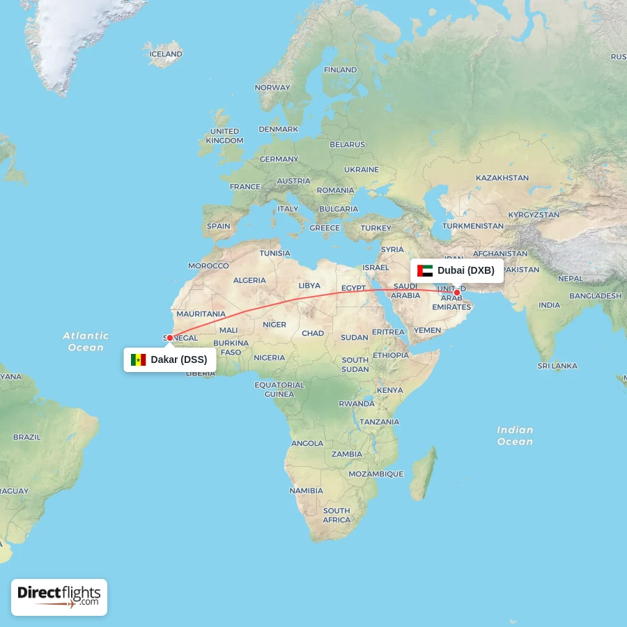 DXB - DSS route map