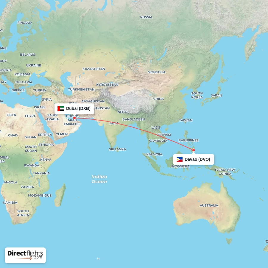 DXB - DVO route map