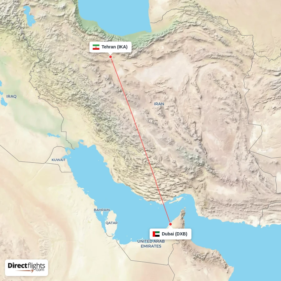 DXB - IKA route map