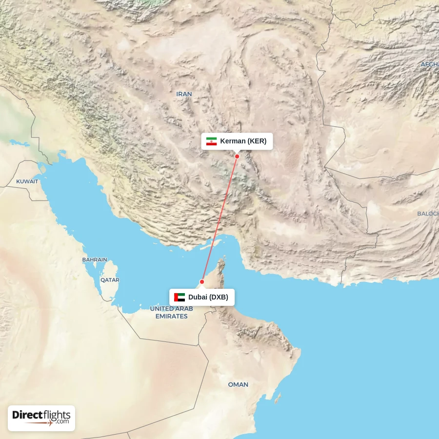 DXB - KER route map