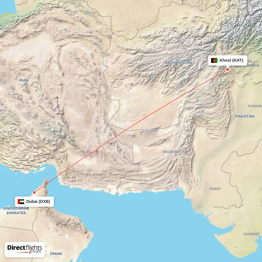 DXB - KHT route map