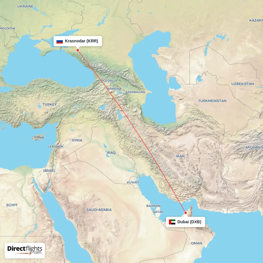 DXB - KRR route map