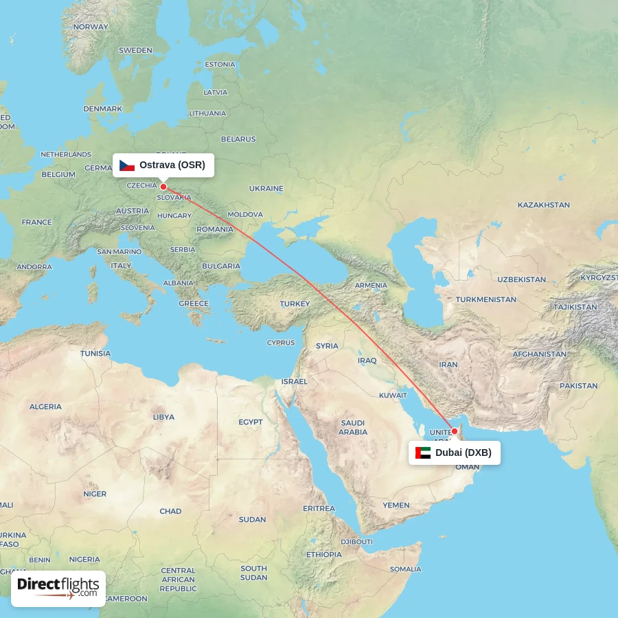 DXB - OSR route map