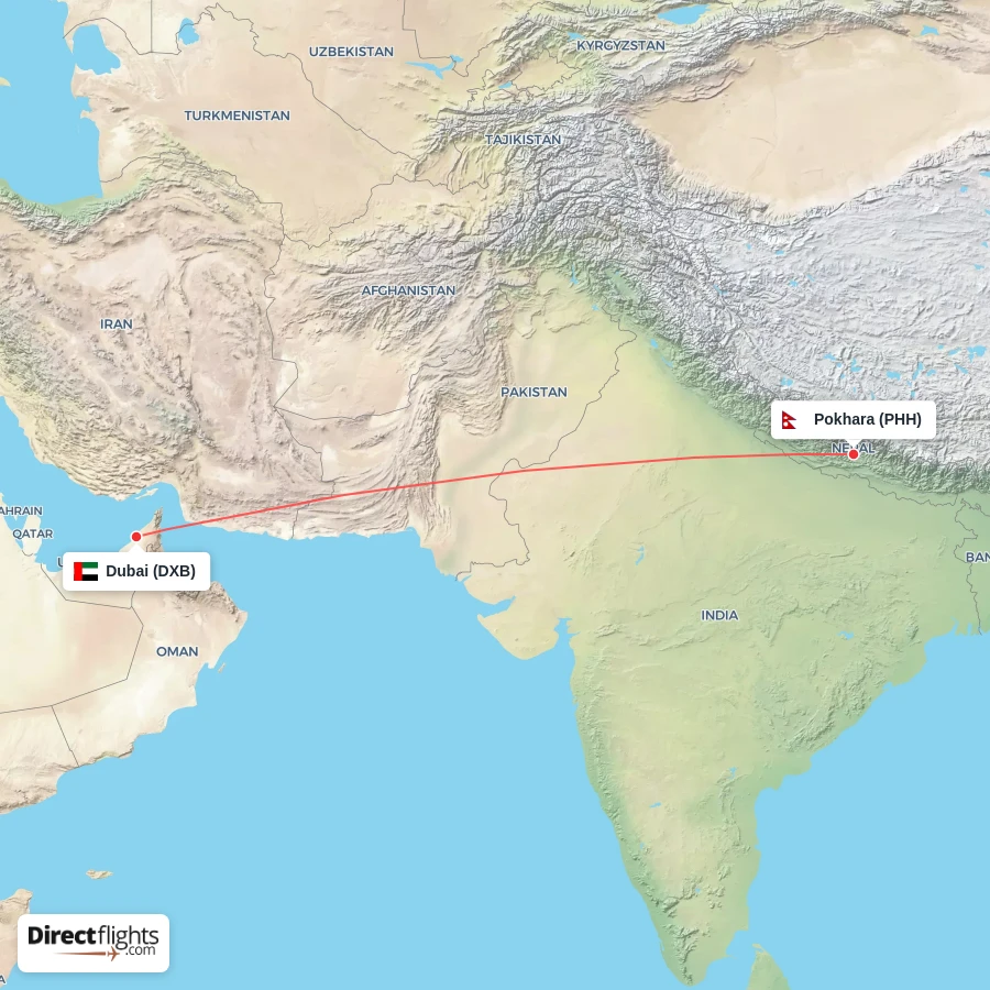 DXB - PHH route map