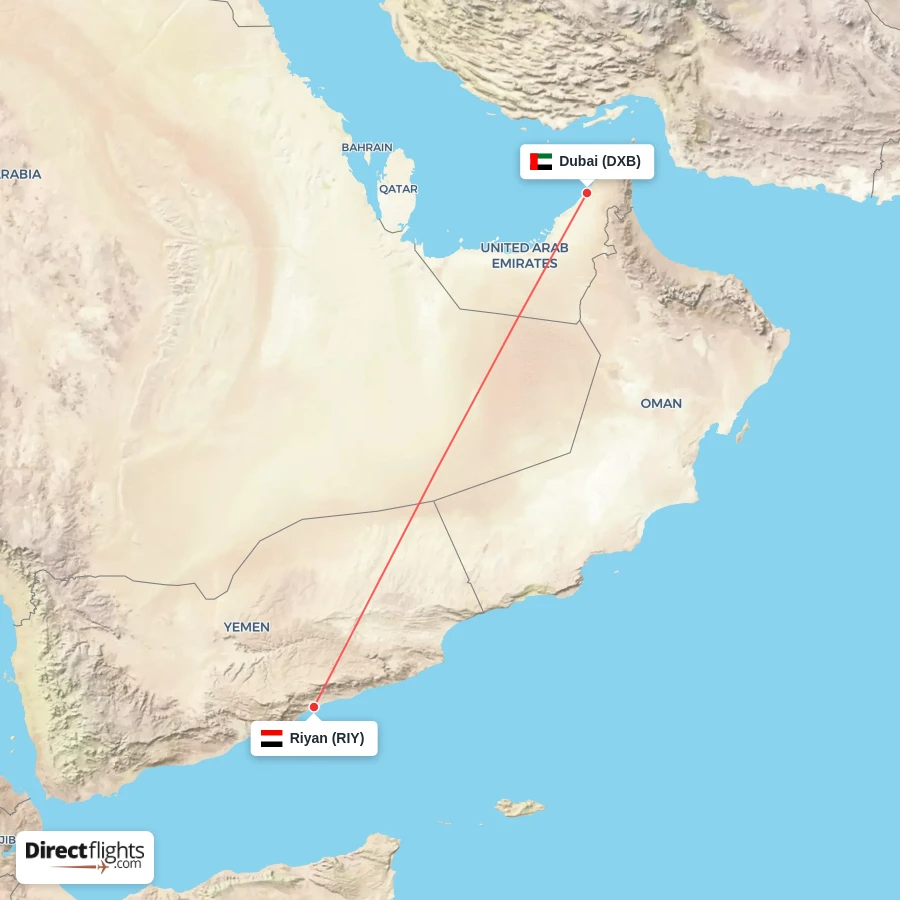 DXB - RIY route map