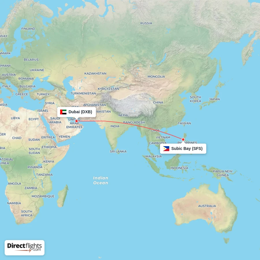 DXB - SFS route map