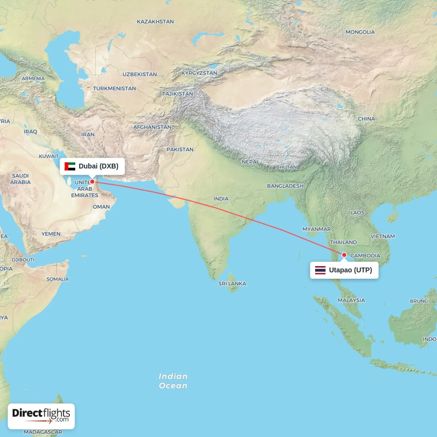 DXB - UTP route map