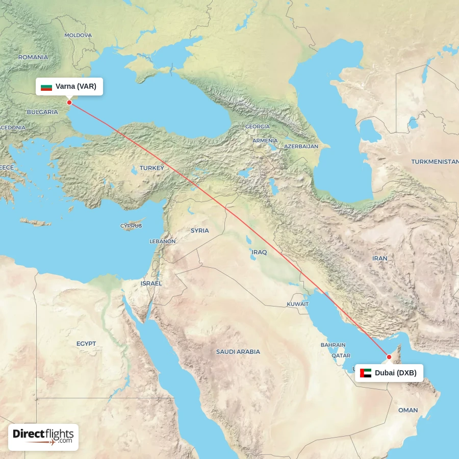DXB - VAR route map