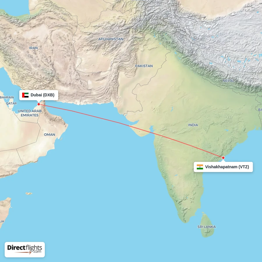 DXB - VTZ route map