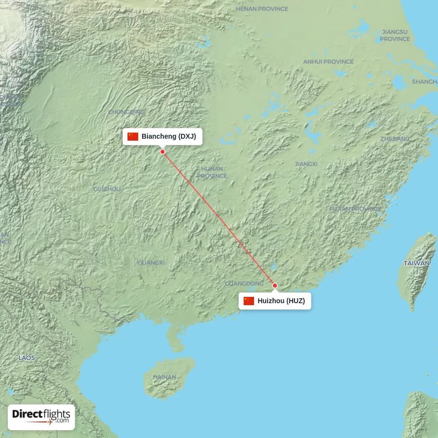 DXJ - HUZ route map