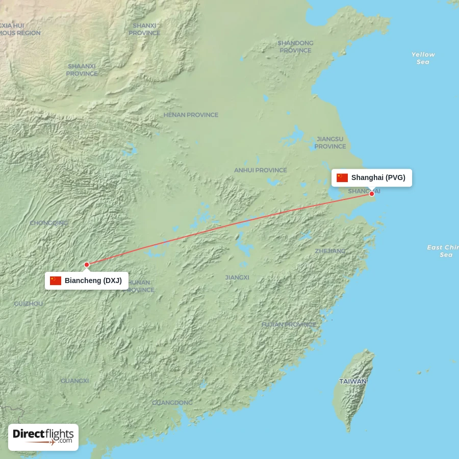 DXJ - PVG route map