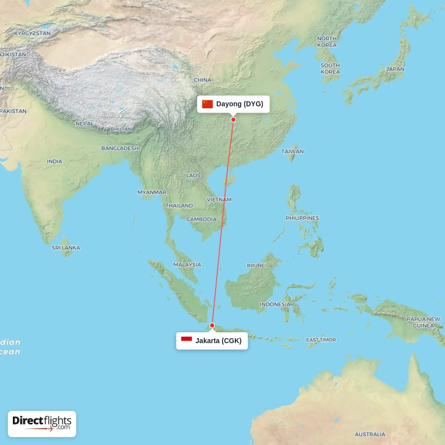 DYG - CGK route map