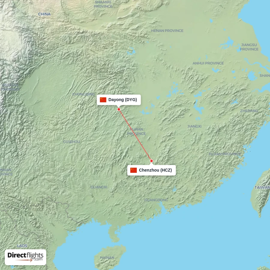 DYG - HCZ route map