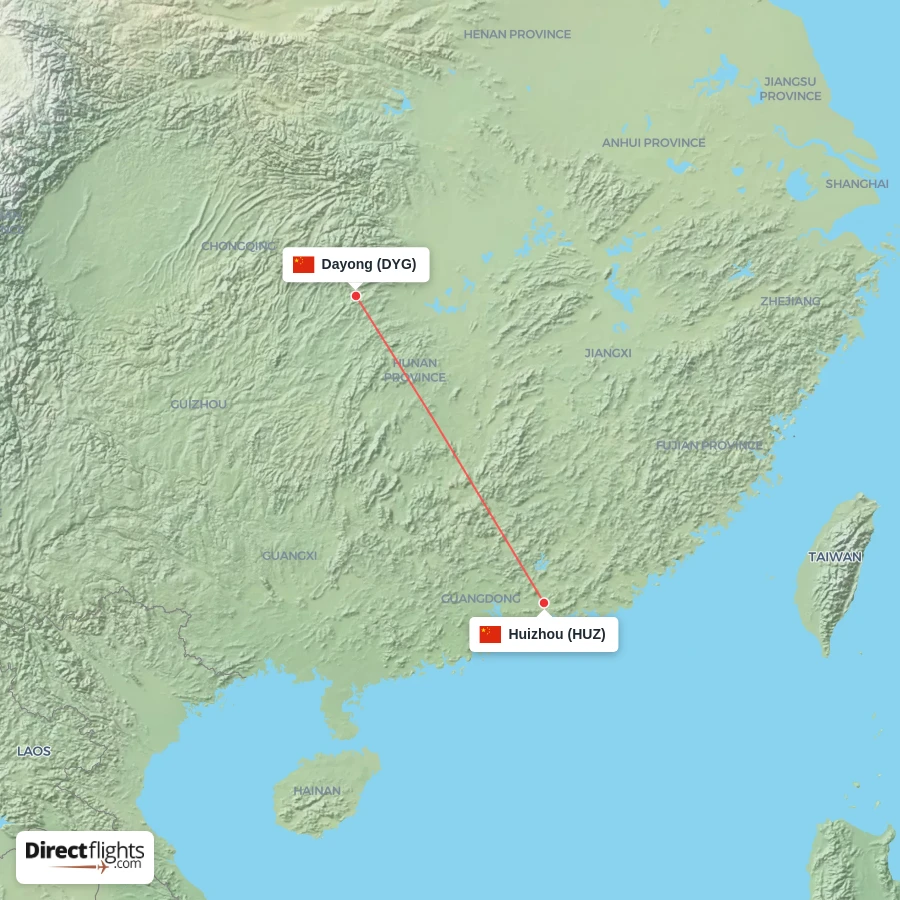 DYG - HUZ route map