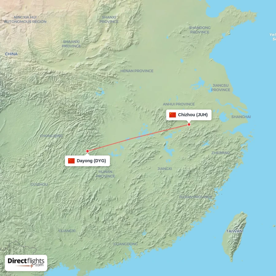 DYG - JUH route map