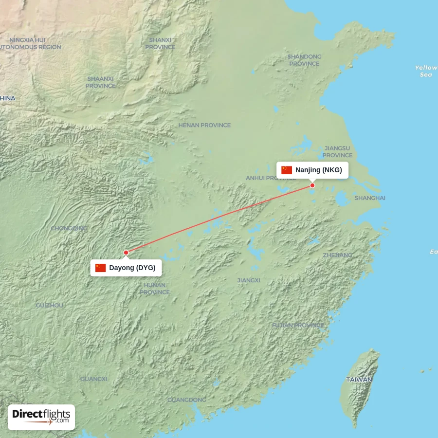 DYG - NKG route map