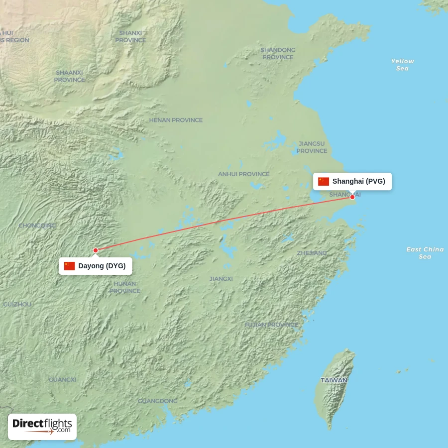 DYG - PVG route map