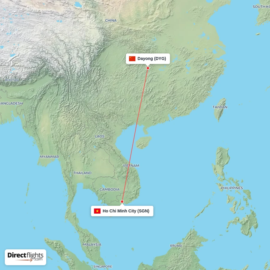 DYG - SGN route map