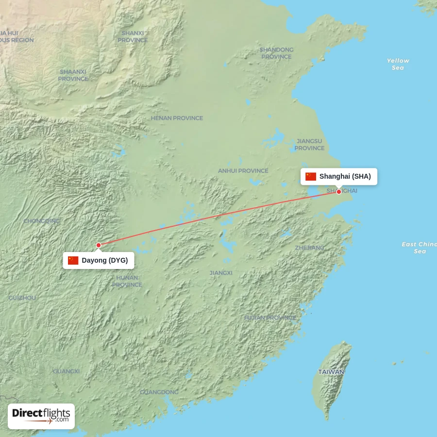 DYG - SHA route map