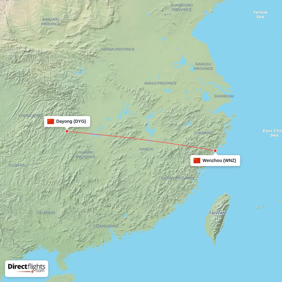 DYG - WNZ route map