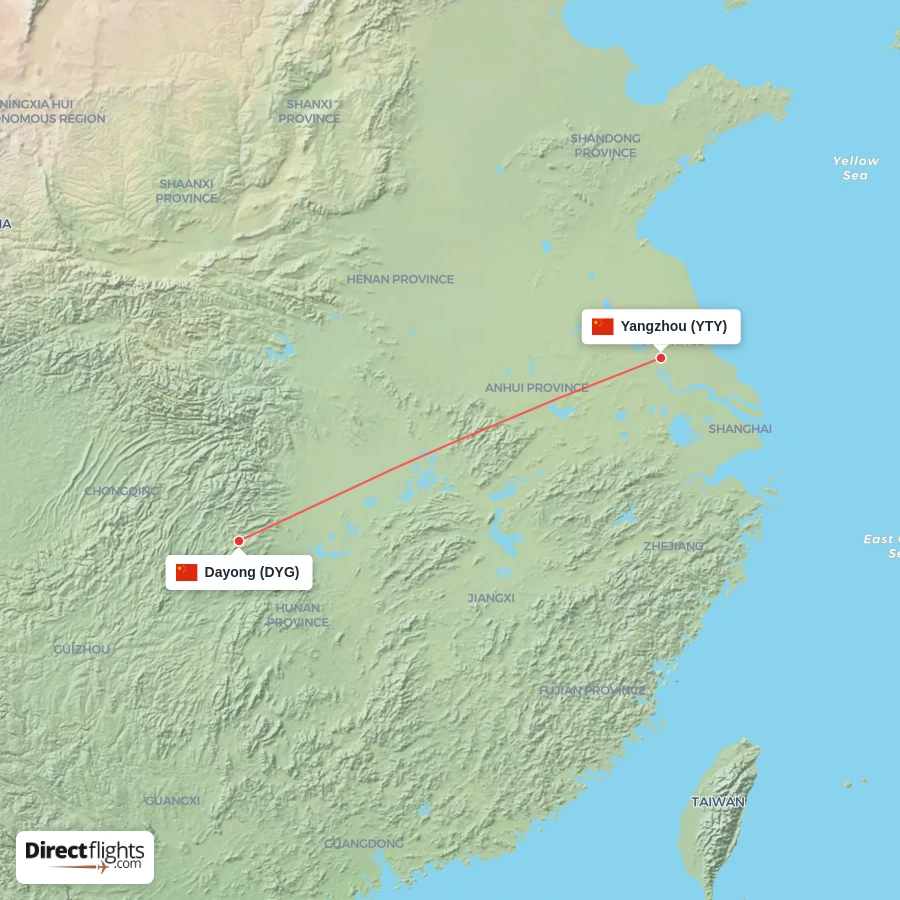 DYG - YTY route map