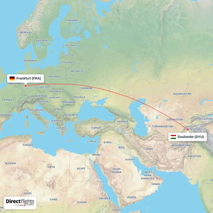 DYU - FRA route map