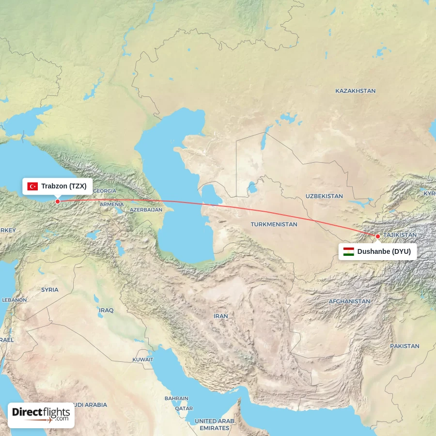 DYU - TZX route map