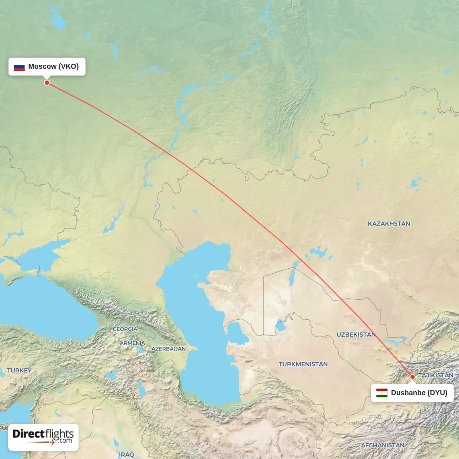 DYU - VKO route map