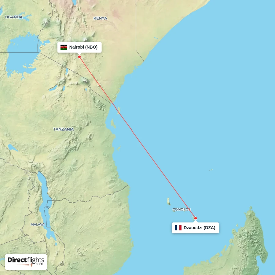 DZA - NBO route map