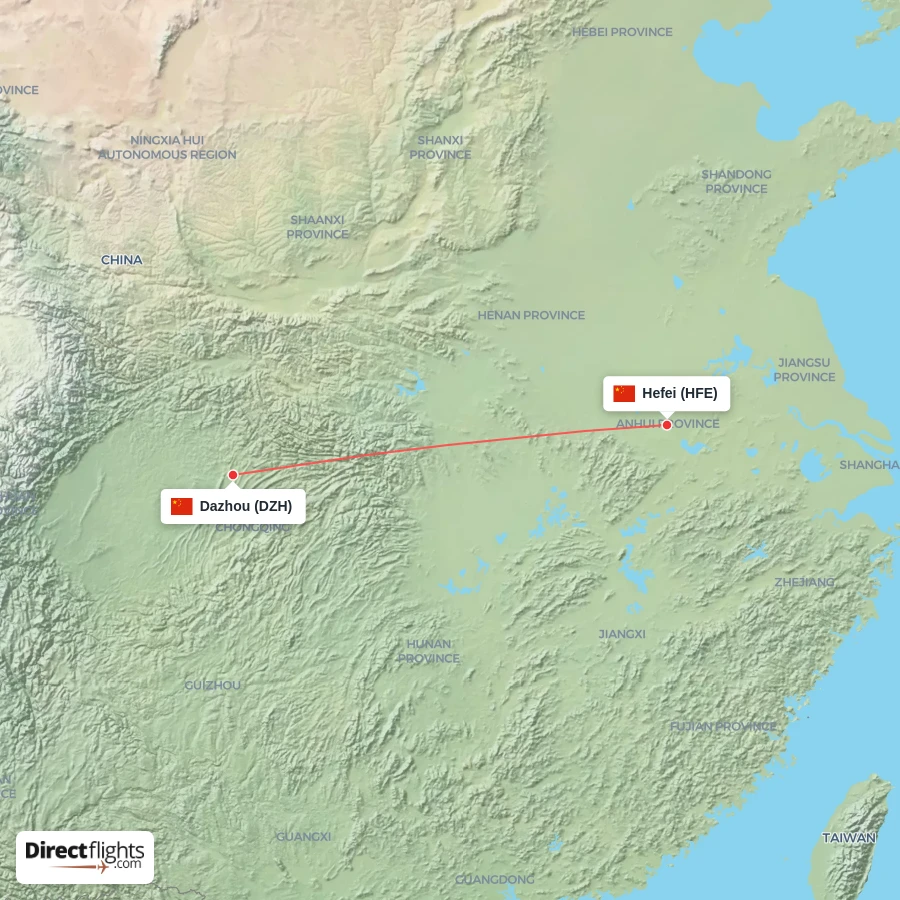 DZH - HFE route map