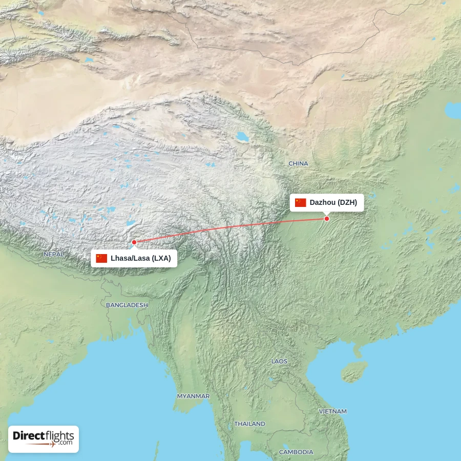 DZH - LXA route map